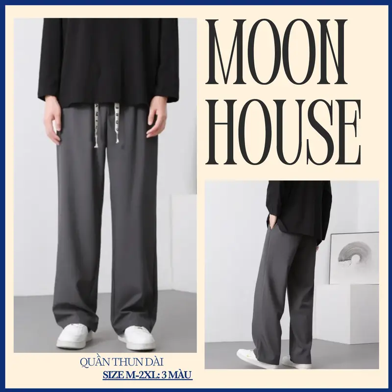 Quần Thun Nam Nữ Unisex Cotton MOON HOUSE mã S8 Màu Ghi Cao Cấp, vải dày dặn, co giãn thoải mái dành cho mọi dáng người Menswear Ong 0