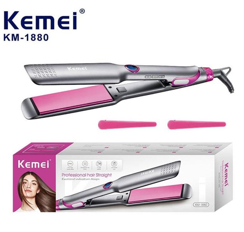 Máy Duỗi Tóc Bản Lớn Màn Hình LCD Cao Cấp Chỉnh Nhiệt Chống Rít Tóc Kemei Km 1880 