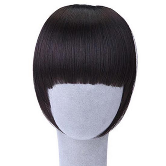 KA.B Pretty Girl\'s Clip on/in Neat Bangs Straight Fake Bob Style Fringe Hairpiece 5