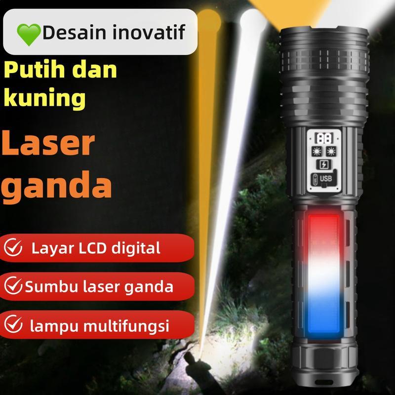 Meriam laser senter terang kuning dan putih tampilan daya sumber cahaya ...