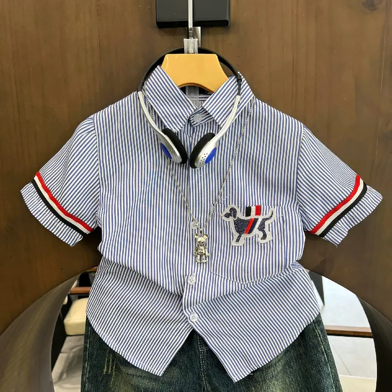Set áo sơ mi + quần bò jean xước cho bé trai Polo Có Cổ 2