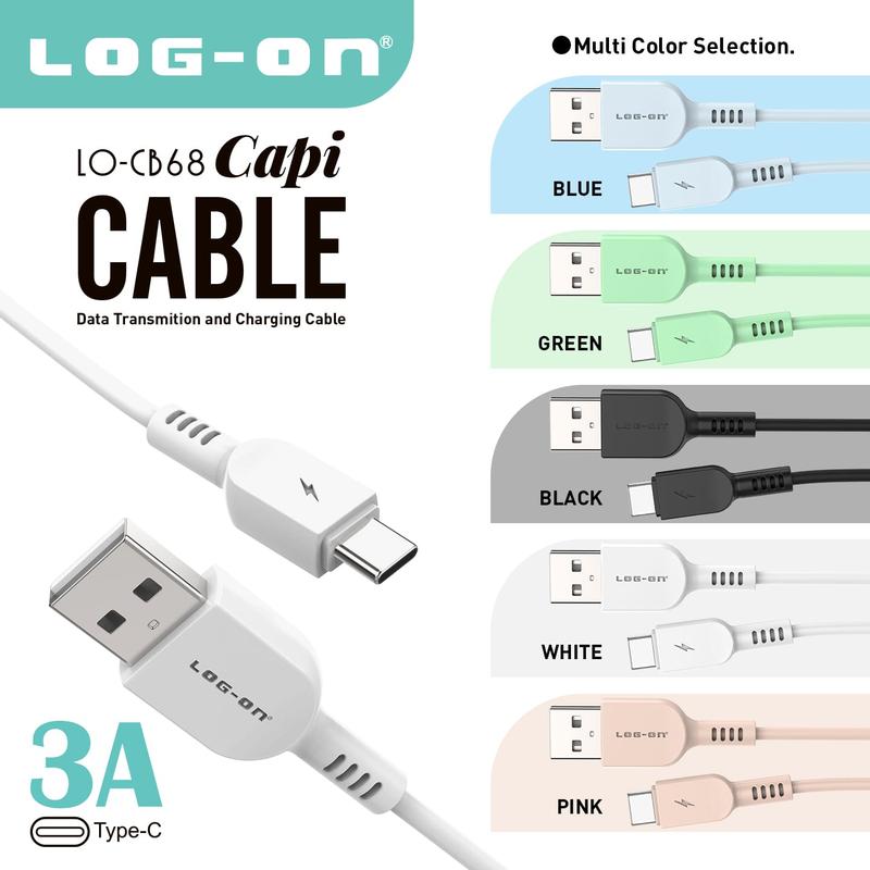LOG ON KABEL TYPE C CAPI 1M LO-CB68 FAST CHARGING 3A (GARANSI RESMI ...