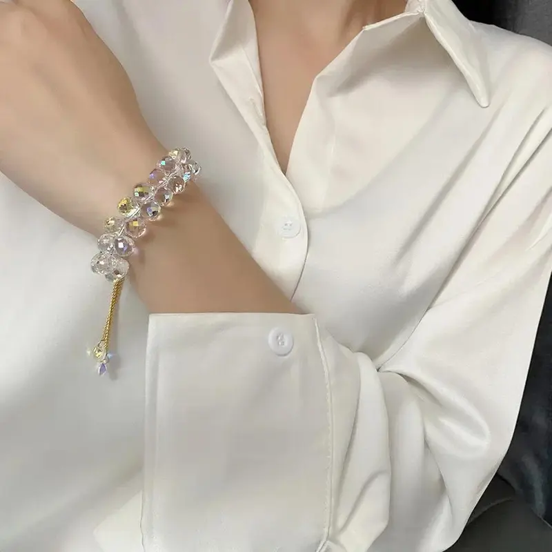 Vòng Tay Pha Lê, Phong Cách Áo, Với Hạt Lấp Lánh, Vòng Tay Sợi Dây Thừng Dây Thun Sành Điệu, Dành Cho Phụ Nữ, Đồ Trang Sức 2