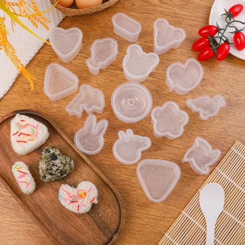 Product Introduction of New DIY Rice Ball Mold Cartoon Shape Transparent Sushi Mould Non-stick Kitchen Gadgets Bento Accessories 17