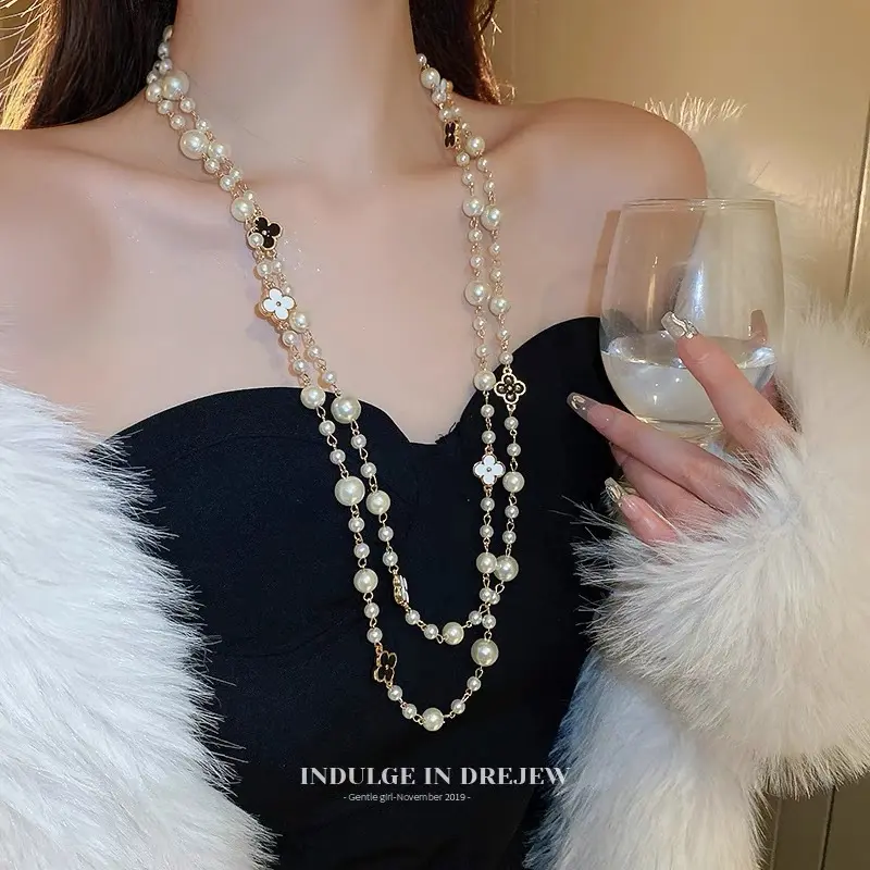 Vòng Cổ Ngọc Trai, Phong Cách Hàn Quốc Mới, Dài, Giá Cả Phải Chăng, Sang Trọng, Dây Chuyền Áo Len Cao Cấp, Dễ Phối Đồ, Thiết Kế Đơn Giản, Thích Hợp Cho Mùa Thu Và Mùa Đông, Đồ Trang Sức 1