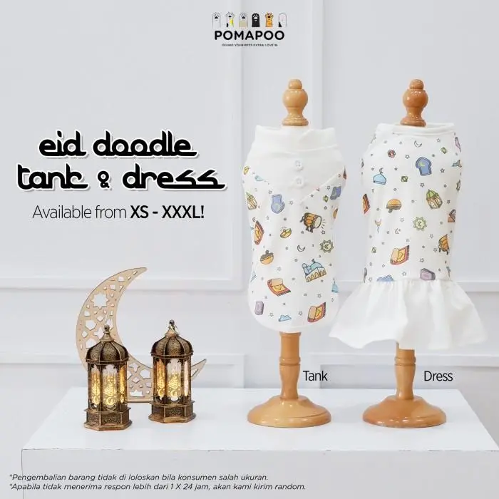 POMAPOO - Baju Kucing dan Baju Anjing Eid Doodle Tank dan Dress