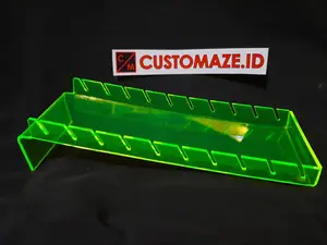 Dudukan Voucher Atau Kartu Perdana Akrilik 2mm Hijau Stabilo (Display Konter Pulsa) Desk