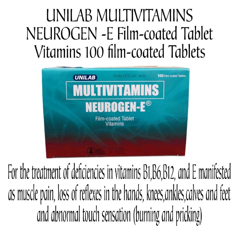 Neurogen-E Multivitamins 100 tablets ( VitB1,B6,B12,E) Supplements ...