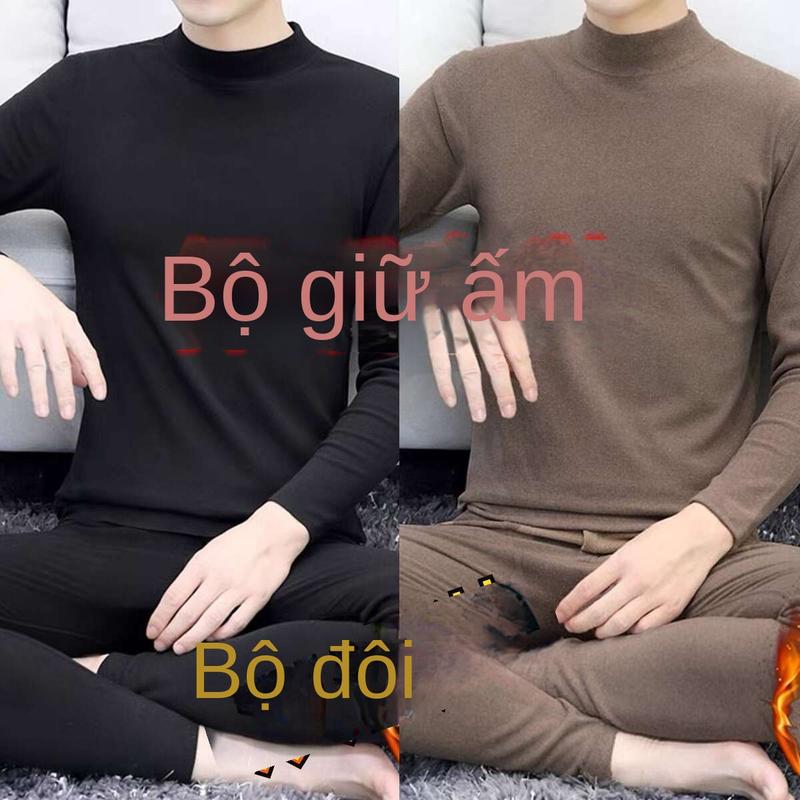 Bộ Đồ Đồ Lót Giữ Nhiệt Cho Nam, Lót Lông Cừu Dralon Hai Mặt, Dày Dặn, Cổ Giữa, Chống Lạnh, Chống Đóng Băng, Thích Hợp Cho Mùa Đông, Nhiệt Độ Sưởi Ấm 5