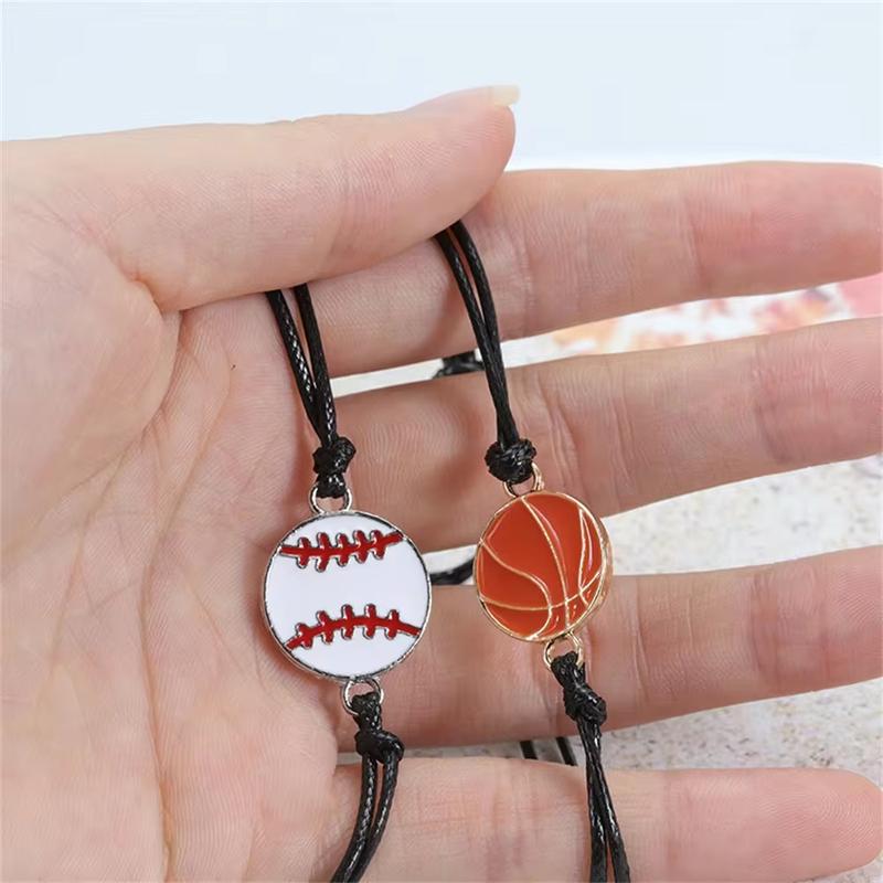 Creative Soccer Baseball Volleyball Charms Bracelets Women Men Adjustable Braided Rope Bracelet Sport Souvenir Bangle Jewelry 5