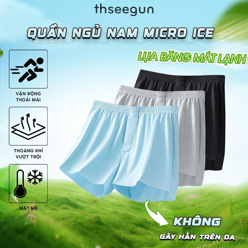 Combo 3 Quần Ngủ Nam Mặc Nhà Thseegun Chất Liệu Lụa Băng Micro ICE Siêu Thoáng Mát Mềm Mịn Co Giãn 4 Chiều