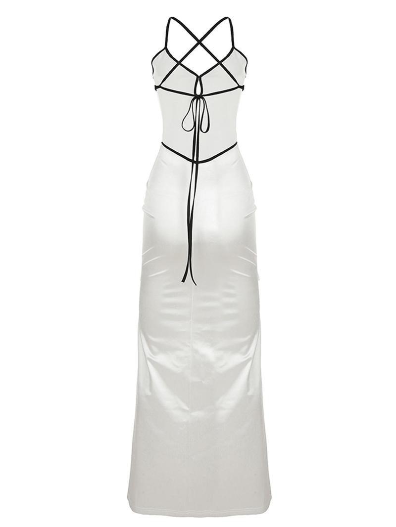 Product Introduction of Women's Cami Dress, Chic Y2K Spaghetti Strap Backless Silky Dress for Party Club Dating Wear, Ladies Summer Clothes 7