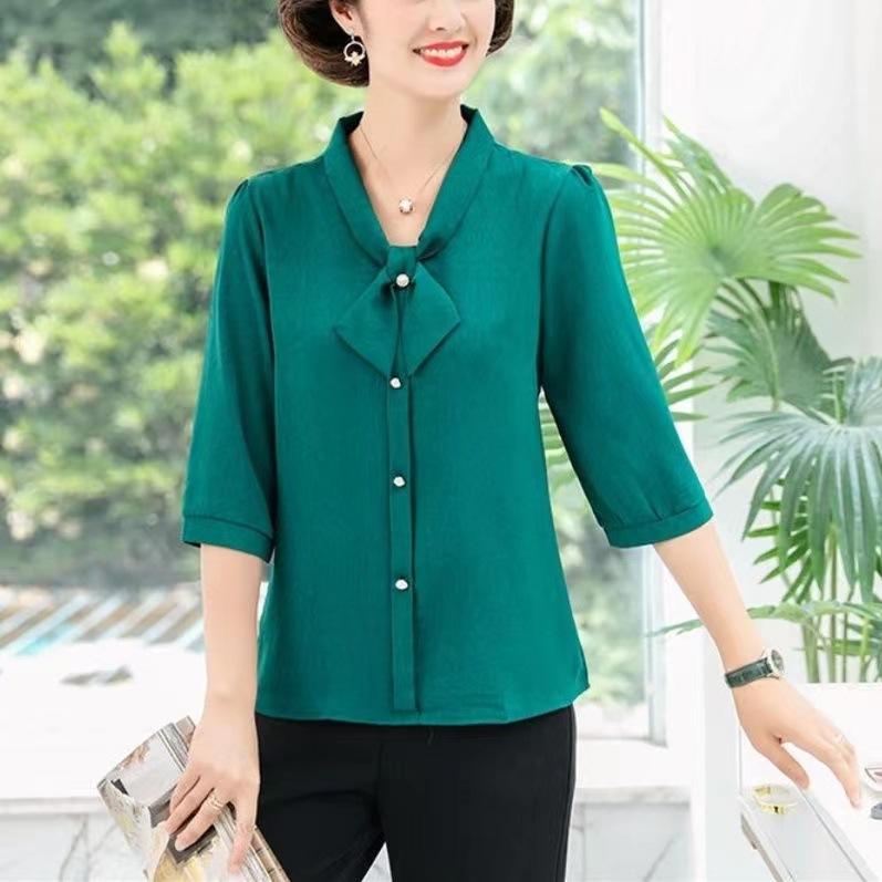 Áo Sơ Mi Tay Lỡ Cho Mẹ TRUNG NIÊN Phong Cách Phương Tây, Chất Liệu Voan, Áo Sơ Mi Nhỏ Thích Hợp Cho Mùa Xuân, Mùa Thu Và Mùa Hè, Hàng Mới Về Năm 2024, Dành Cho Phụ Nữ Trung Người Già Và Cao Tuổi Top Women 2