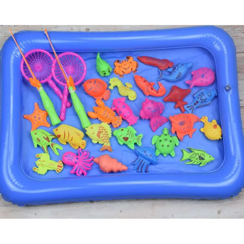 TS Mainan Pancing Ikan 32PCS + Kolam Pancingan Magnet Anak