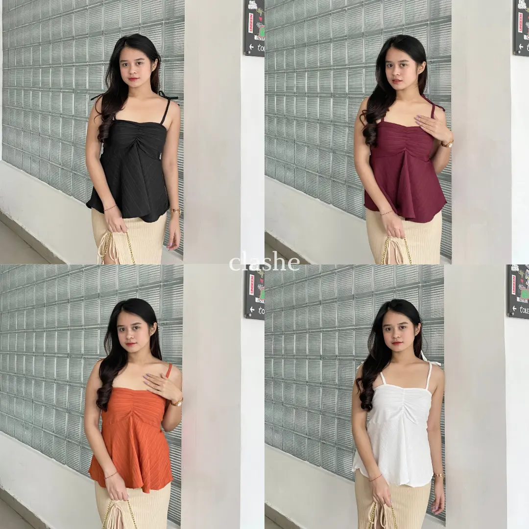 Yuka Top Tanktop Wanita Lady Crush Crinkle Anti Lecek Korean Style Kekinian Terbaru Ootd by Clashe