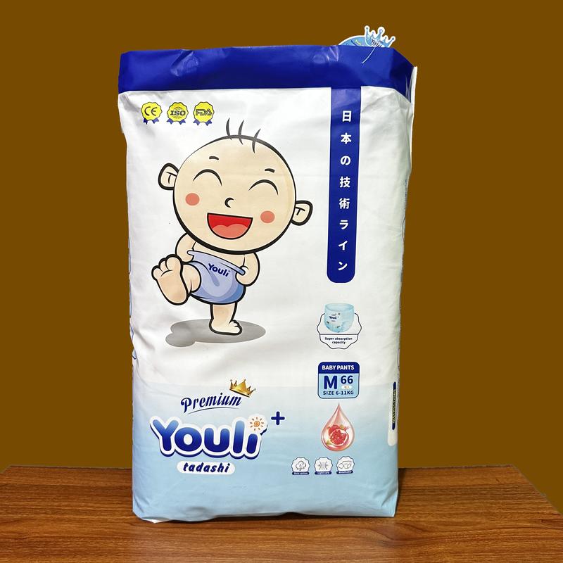 [không quà]Tã Bỉm Youli Tý Quậy 1 Bịch, Công Nghệ Hạt Sap Và Mặt Bông Cho Bé, Mỏng, Mềm, Thoáng Mát, Thấm Hút Tốt,Size Dán M66 Quần M66/L60/XL54/XXL50/3XL46