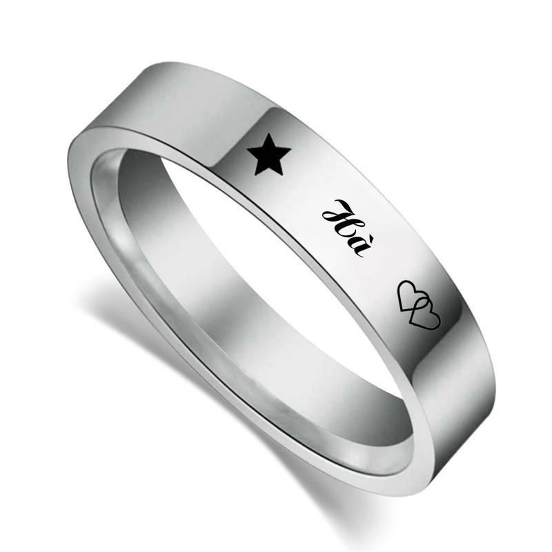 Nhẫn khắc tên riêng theo yêu cầu Titan không gỉ điền tên cần khắc ở phần thêm ghi chú có thể làm nhẫn đôi nhẫn cặp nhẫn gia đình nhẫn năm sinh nhẫn tên