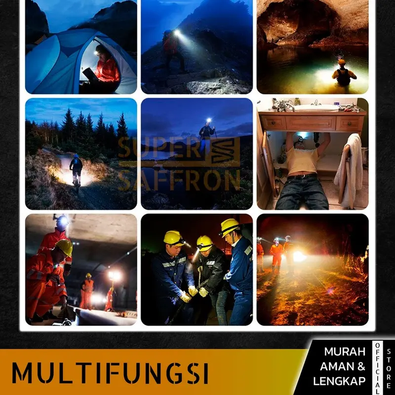 SENTER KEPALA SENSOR LED Mini 6 MODE CAHAYA TERANG Headlamp Portable Berkualitas Anti Air Baterai Usb 7