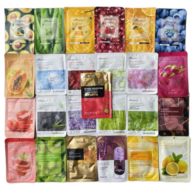 Sỉ 100 Mặt nạ trái cây thảo mộc SEOMOU SPA, mặt nạ cấp ẩm da khô, kìm dầu giảm mụn da yếu lão hóa Cấp nước Axit hyaluronic Da khô Skincare Làm Đẹp Da Nữ Dưỡng Ẩm Da Women Đắp Mặt Mask Dưỡng Da Mặt Cosmetics đủ vị làm dịu mask  giấy mặt  nạ  giấy