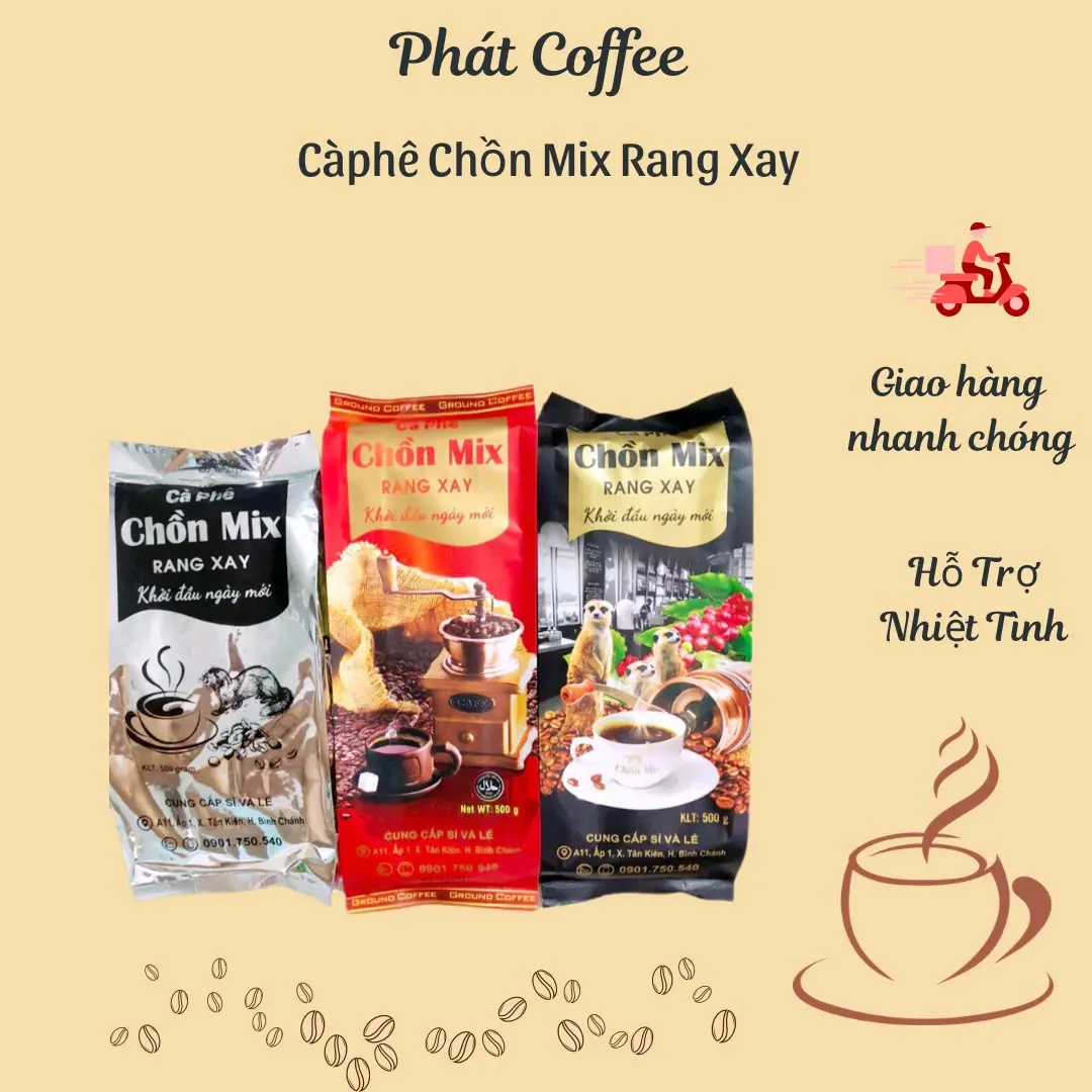 Combo 1,5kg (3 túi 3loai)cà phê Chồn Mix 1 bac 1 đỏ 1 đen