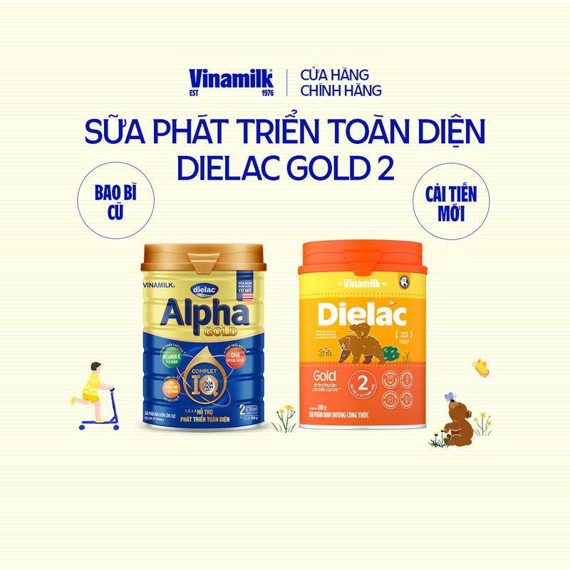 [CÓ THỂ NHẬN BB MỚI/ CŨ] Sữa bột Dielac Alpha Gold 2 - Hộp thiếc 800g