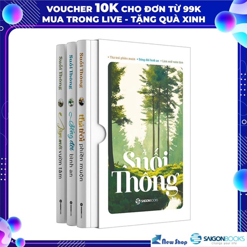 Sách Văn Học - Combo Suối Thông - Thả Trôi Phiền Muộn + Sống Đời Bình An + Làm Mới Vườn Tâm Hộp 3 Cuốn - SGB