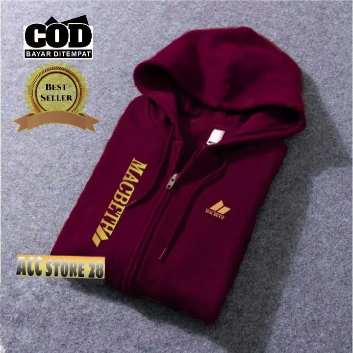 Terlaris!!! Jaket Resleting Text Gold Macbeth Kirka Sweater Distro Terbaru Hoodie Termurah Pria Wanita Kekinian 2