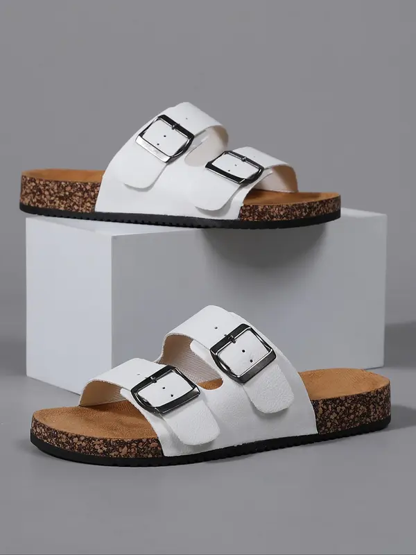 Men's Vintage Cork Design Slippers, Casual Comfortable Non-slip Slippers for Beach, Breathable Sports Sandals for Daily Wear, Boy 5