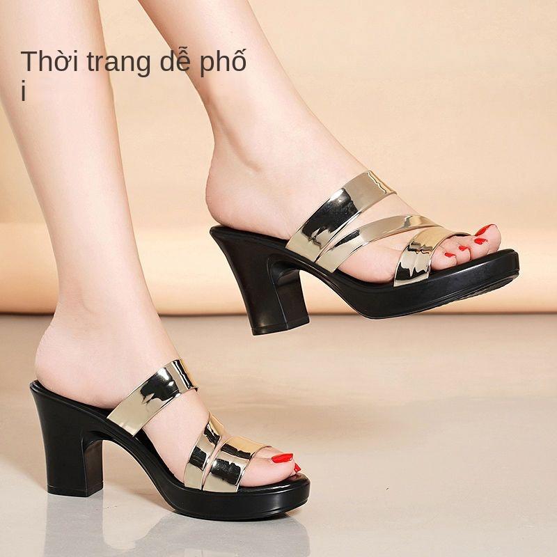 Giày Cho Mẹ Trung Niên, Không Trơn Trượt, Dép Lê, Thời Trang, Dành Cho Nữ, Ngoại Cỡ, Gót Khối Chunky, Hàng Mới Về 2024, Thích Hợp Cho Mùa Hè DéP Shoes 5