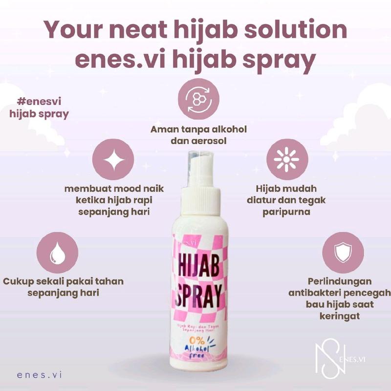 Hijab spray Enes vi Anti Leyot parfum pewangi jilbab kerudung anti lepek 100 Ml 4
