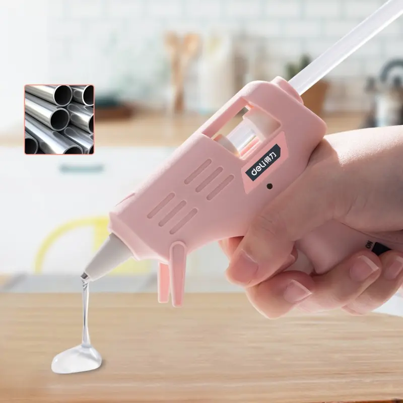 Deli Hot Melt Glue Gun / Lem Tembak 20W 2 Warna 10 Lem DL39002X - Biru pink 3