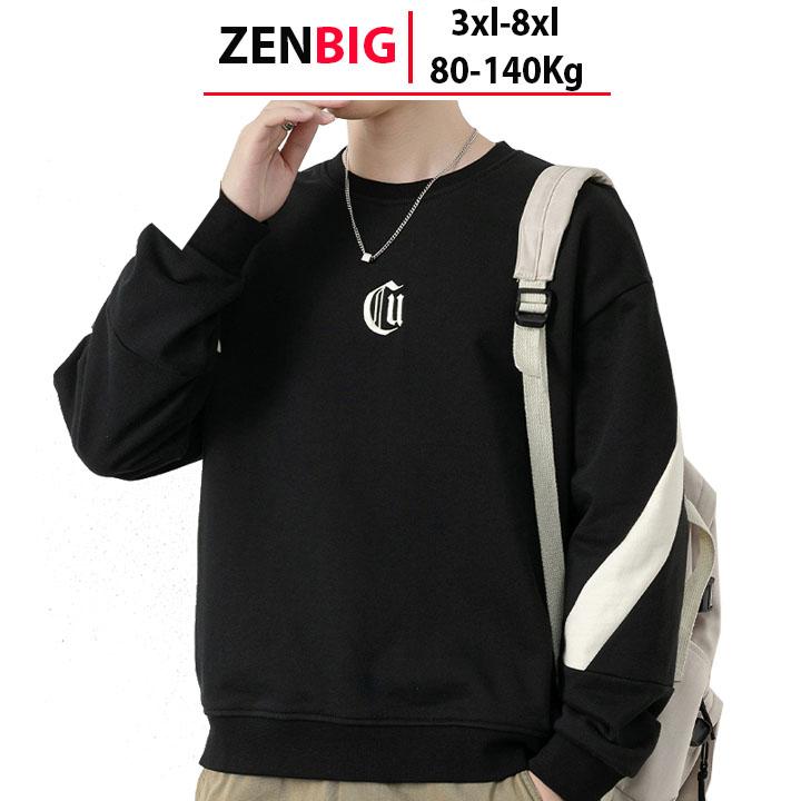80-140kg Áo nỉ thu đông nam big size áo sweater nam big size dành cho người mâp người béo ZENBIG Voi Menswear Jean Hoodie Kate