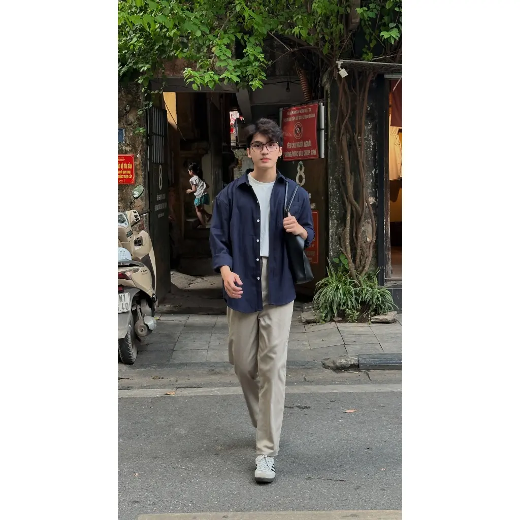 Quần Kaki Ống Suôn May Chuẩn Hàng Xuất, Quần Kaki Baggy Nam Nữ chất Kaki mềm HK1970  Ống Đứng Q179 Menswear Pants Có Túi Xanh Nhung