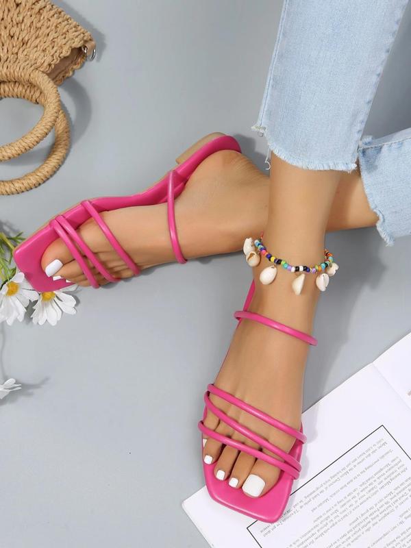 Women's Fashionable Transparent Strap Design Sandals, Casual Square Toe Sandals for Beach Vacation, Boho Style Sandals for Women & Girls, Summer 6