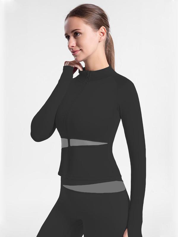 Women's Colorblock Zip Up Raglan Sleeve Sports Jacket, Quick Drying Breathable Stand Collar Sports Outerwear For Gym Workout Running, Ladies Sportswear Clothing For Spring & Fall 3