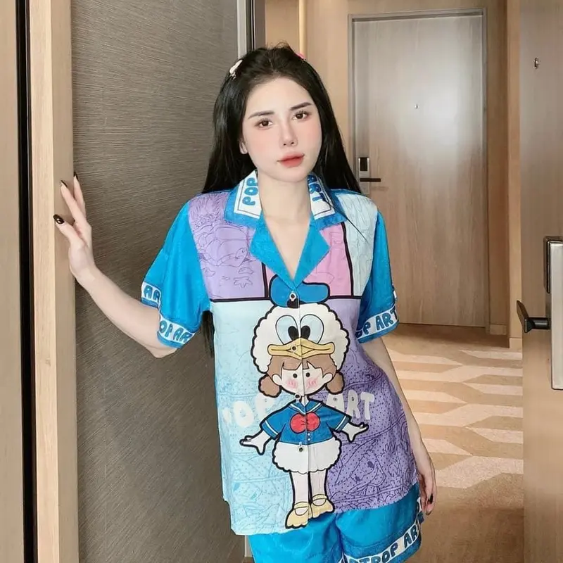 mẫu đùi pizama in thân chất liệu xước ánh kim 0