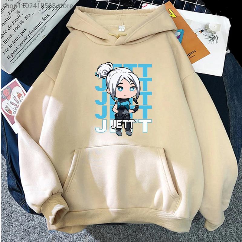 Product Introduction of Áo Hoodie Valorant, Jett, Thời Trang Đường Phố Hoạt Hình, Dành Cho Nam Và Nữ, Áo Nỉ Harajuku Hàn Quốc In Hình, Quần Áo Màu Đen Anime, Bộ Đồ Thể Thao Dáng Rộng, Thiết Kế Akatsuki áo  wxrdie Menswear Dài Tay 42