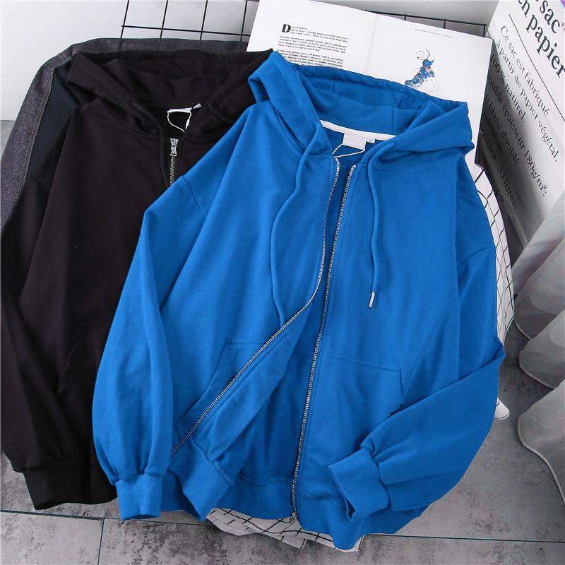 Product Introduction of Large Size Slimming Autumn and Winter Hoodie Coat Women's Ins Zipper Cardigan Fleece-Lined Thick Loose Sweater Women's Fashion 4