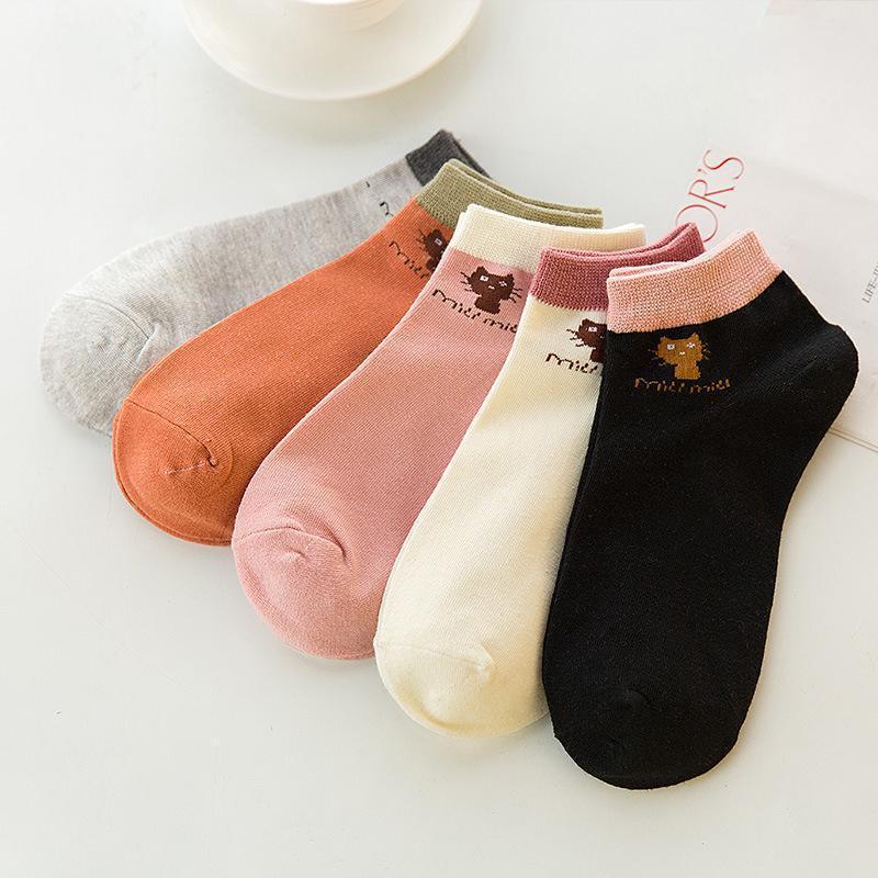 Product Introduction of Strict Selection Of New Spring And Autumn Products Kitten Candy Colors Cotton Women's Boat Socks Breathable 14