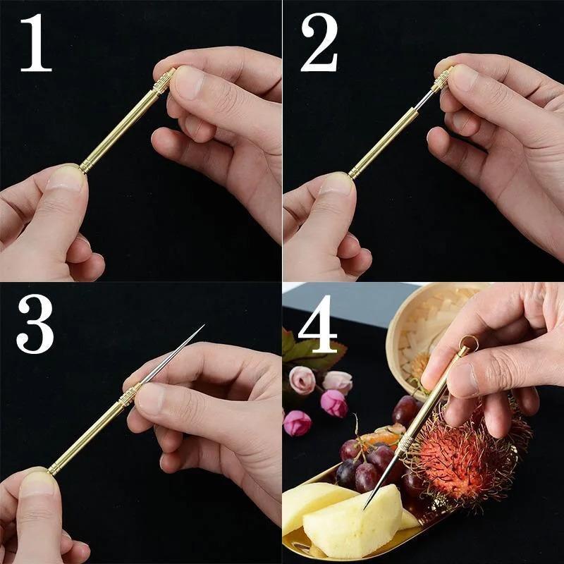 Product Introduction of Titanium Outdoor EDC Portable Multi-Purpose Toothpick Bottle Fruit Fork Camping Tool Toothpick Tube Is More Durable Than Floss 8