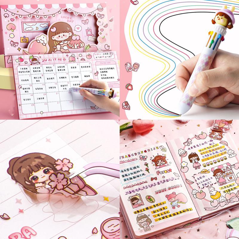 cute diary set djournal book buku jurnal anak dengan diy sticker hadiah tahun baru 5