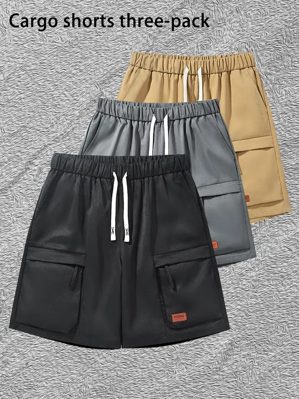 Men's Solid Color Zipper Pocket Shorts, Regular Fit Casual Comfy Breathable Shorts for Summer, Men's Bottoms for Daily Wear 6