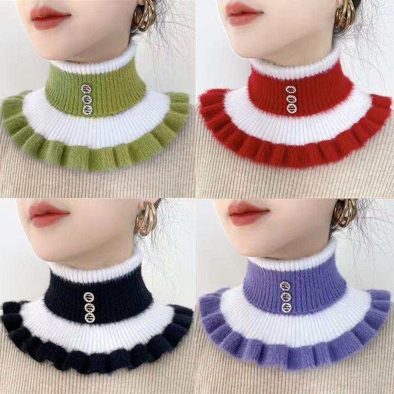 Cổ Áo Giả Cho Nữ Bảo Vệ Cột Sống Cổ Khăn Quàng Cổ Mùa Đông Ấm Áp Đạp Xe Cổ Co Giãn Dày Nhung Lông