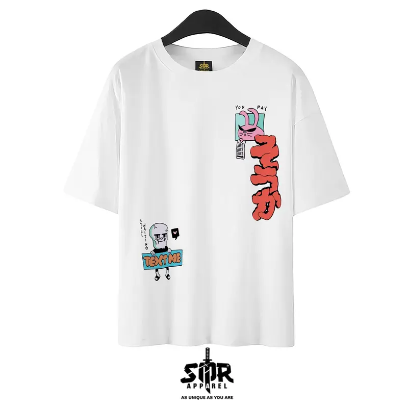 SMR APPAREL - Kaos Tshirt Oversize Text Me Cotton Combed 24s Pria & Wanita Distro Polos Baju Katun Dewasa 1