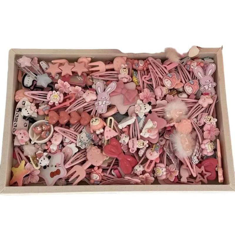 Sét 50 kẹp tóc màu hồng mẫu Hello Kitty dành cho bé yêu bé điệu phong cách hàn quốc Phụ Kiện Tóc Kem màu be 12-18 tháng