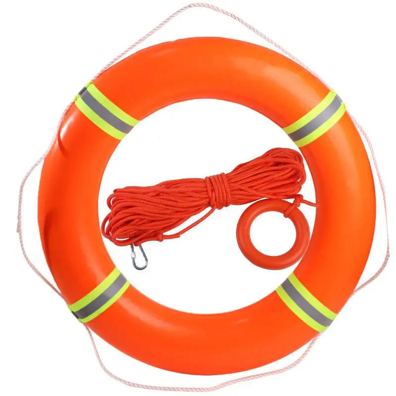 PVC Leather Life Buoy Inflatable-Free Professional Solid Adult Foam Large Buoyancy Flood Control Life-Saving National Standard Swimming Ring