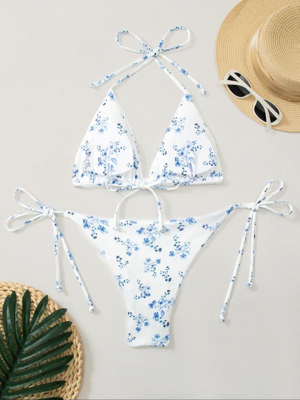 Women's Floral Print Bikini Set, Casual Fashion Chic Swimsuit Set for Beach Holiday Vacation, Ladies Swimwear for All Seasons 1