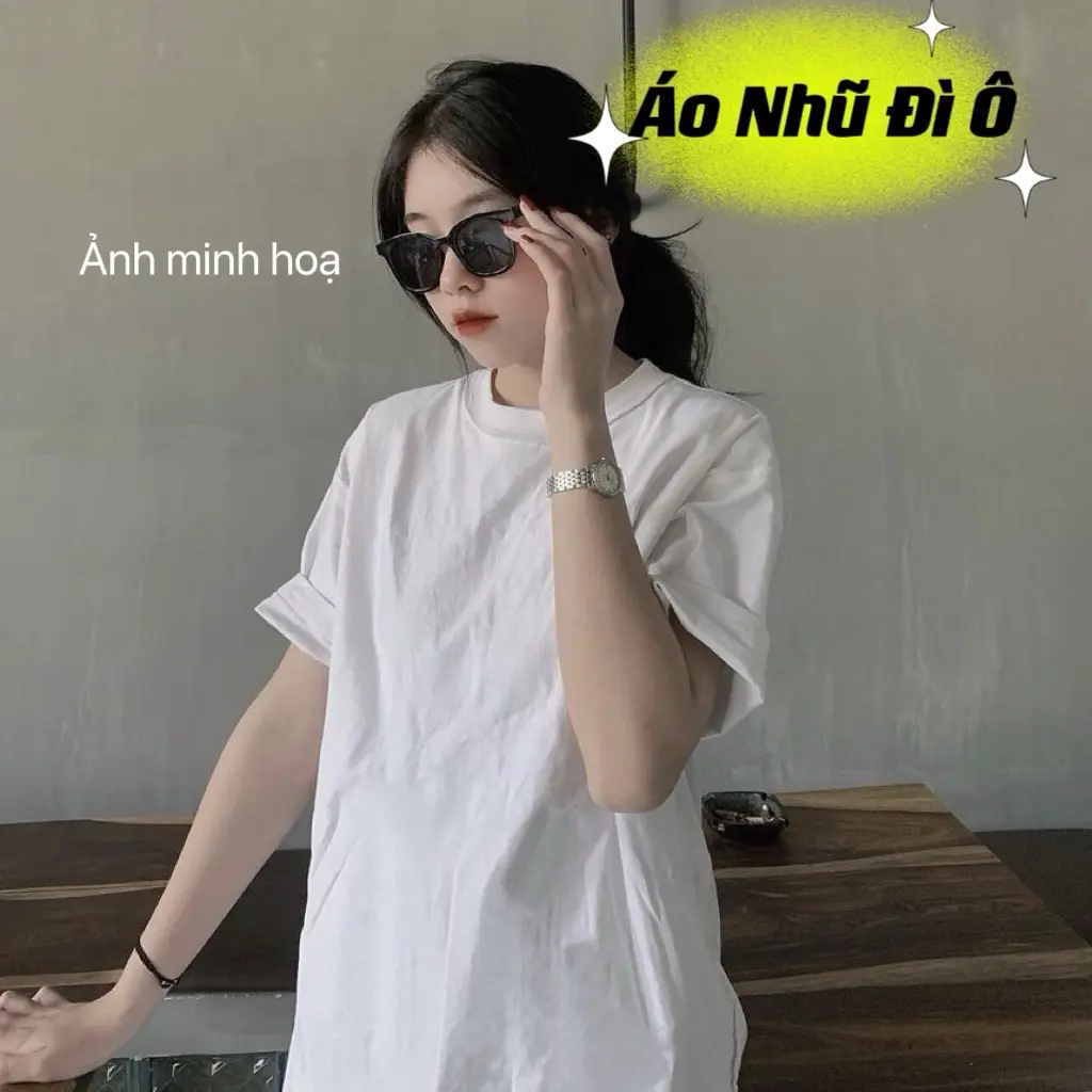 ( Hình Minh Hoạ )- Áo Phông In Nhũ Đì - Ôh , from rộng chất cotton mát Nữ