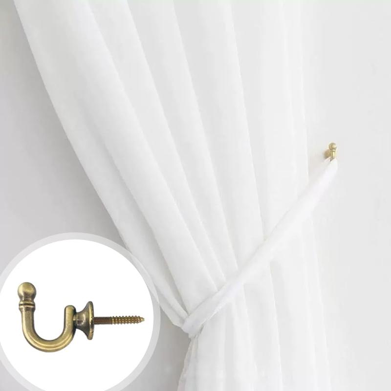 Curtain Lacing Hook, 2 Counts Metal Ball End Lacing Hook, Window Curtain Support Hook, Screw-in Key Hanger Hook 2