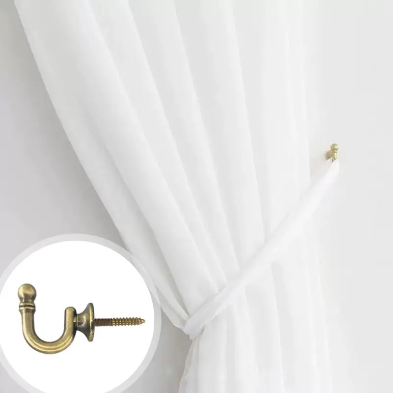 Curtain Lacing Hook, 2 Counts Metal Ball End Lacing Hook, Window Curtain Support Hook, Screw-in Key Hanger Hook 2